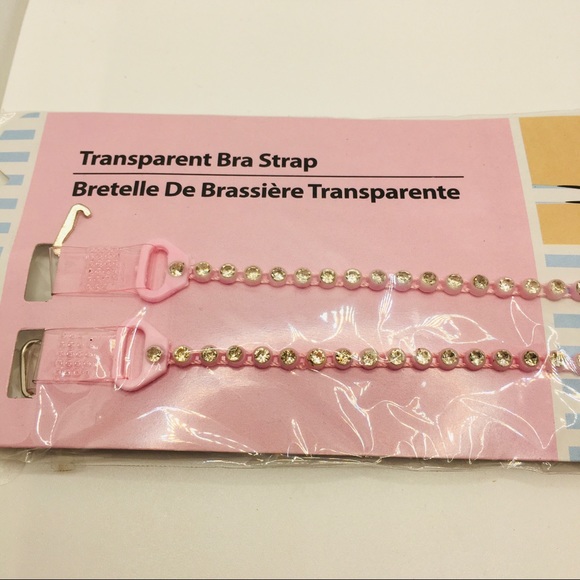 BRA STRAPS TRANSPARENT PINK WITH RHINESTONES!!! - Picture 3 of 14
